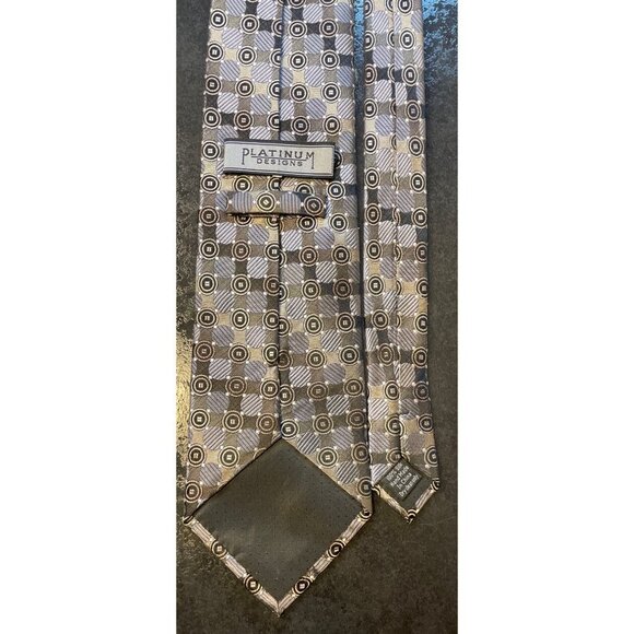 Platinum Designs Brown Patterned Silk Necktie - Picture 5 of 6